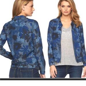 Juicy Couture Blue Floral Bomber Jacket XS